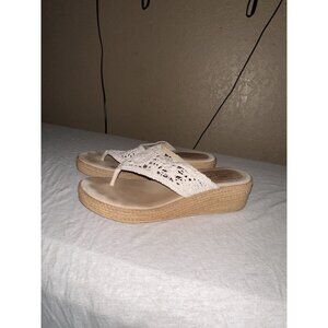 SBICCA Wedge Sandals Slip-On Espadrille Thong Gray Crochet Size 9 Handmade